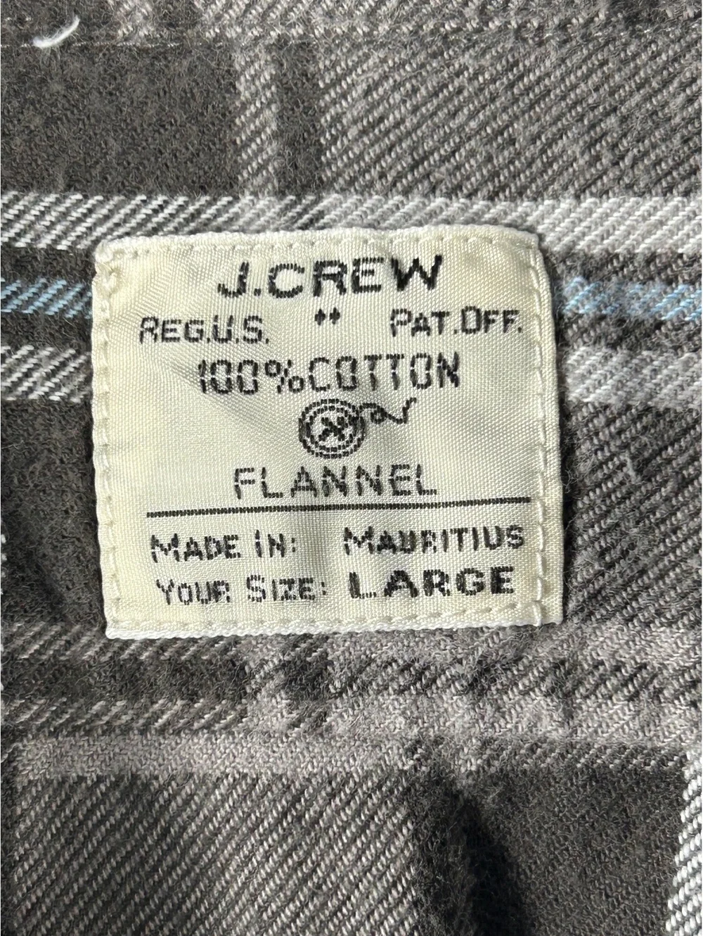J.Crew Mens Large Gray Light Blue Plaid Soft Flannel Long Sleeve Shirt
